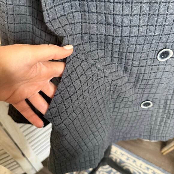 HABITAT Women's L Double Face Windowpane Relaxed Jacket Artsy Lagenlook Gray Blk - Picture 8 of 16